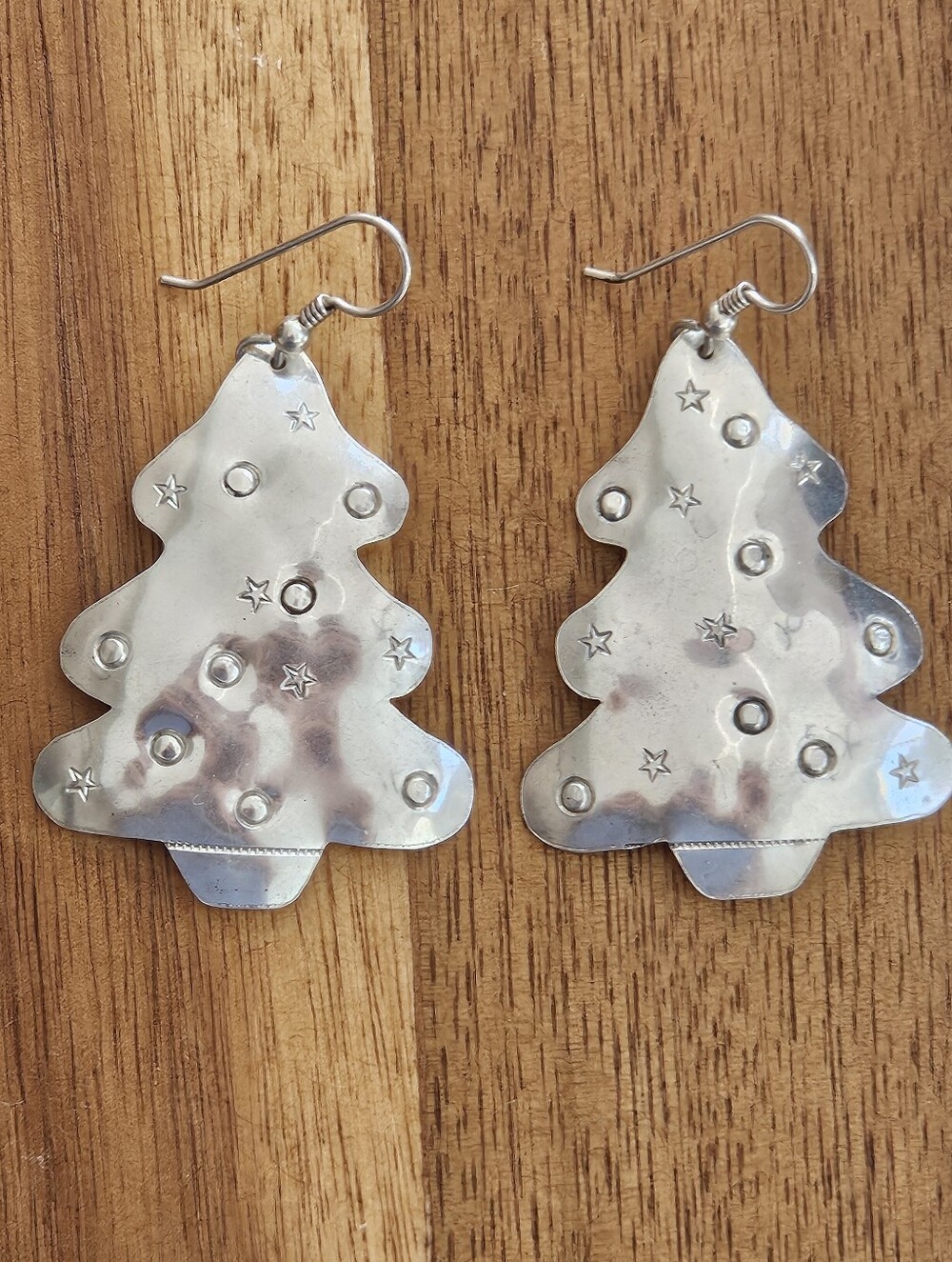 Vintage 90s JDR Texas Sterling Silver Christmas Tree Dangle Earrings